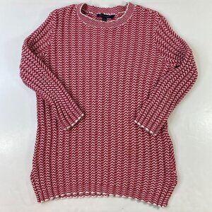 Brooks Brothers Red White Chevron Pattern Knit Sweater Size Large